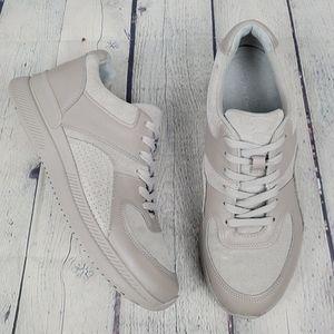 EVERLANE | The Trainer grey leather lace-up sneakers tennis shoes